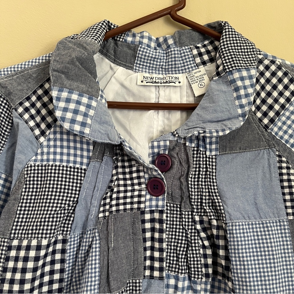 Vintage New Direction Patchwork Jacket, Blue Ging… - image 4